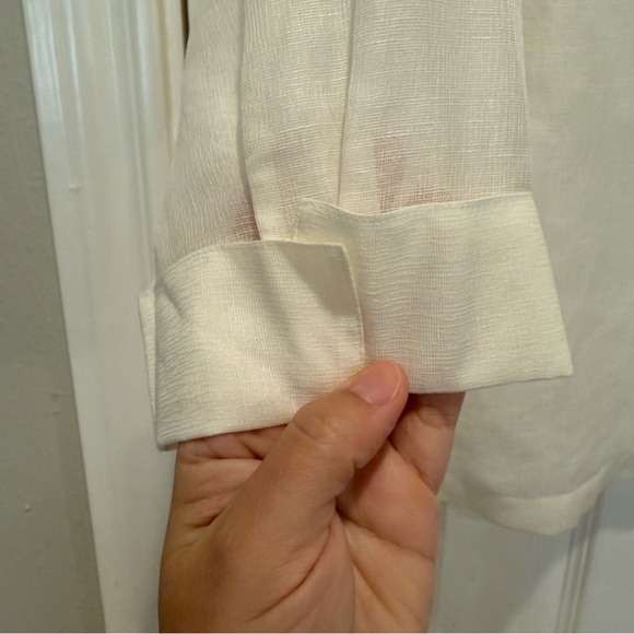 NWT Coldwater Creek Button Up Shirt Women’s Sz XL Ivory Linen Silk Lightweight - Picture 4 of 9